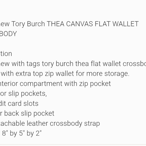 Tory Burch Thea Canvas Flat Wallet Crossover - Picture 10 of 10